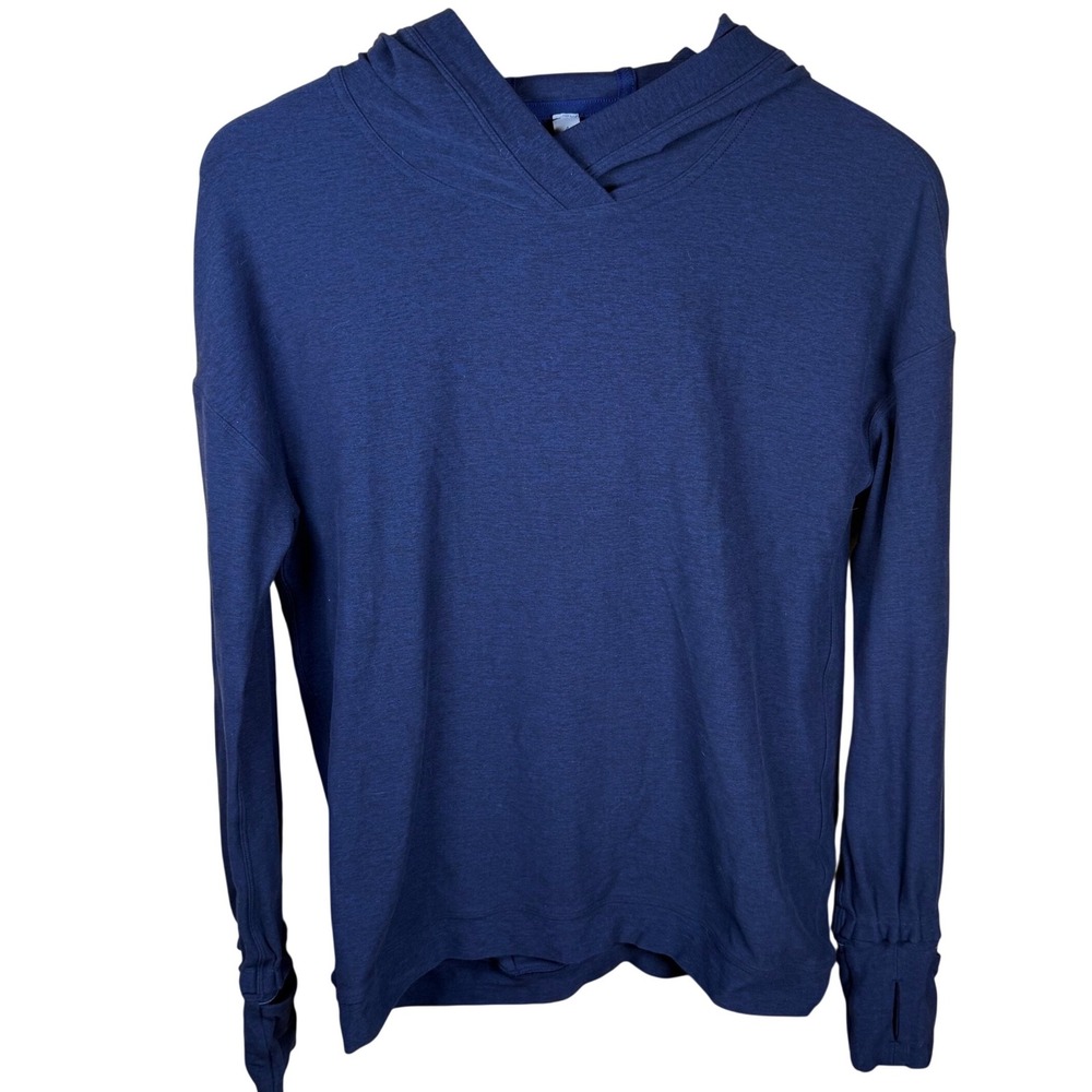 Lululemon Loungeful‎ Hoodie Pullover Women 4 Blue Heathered Thumbhole Athleisure